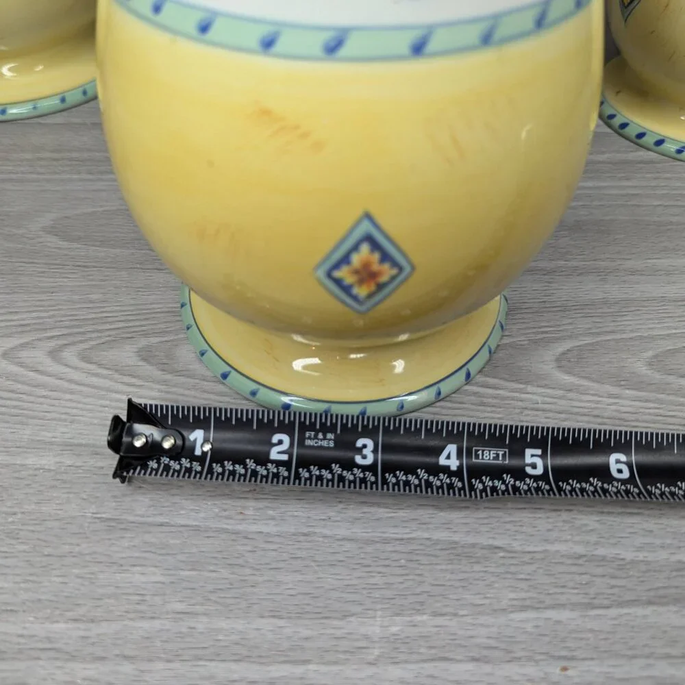 Set of 3 Karidesign Desert Ridge Imports Canisters-Yellow w/Floral Design